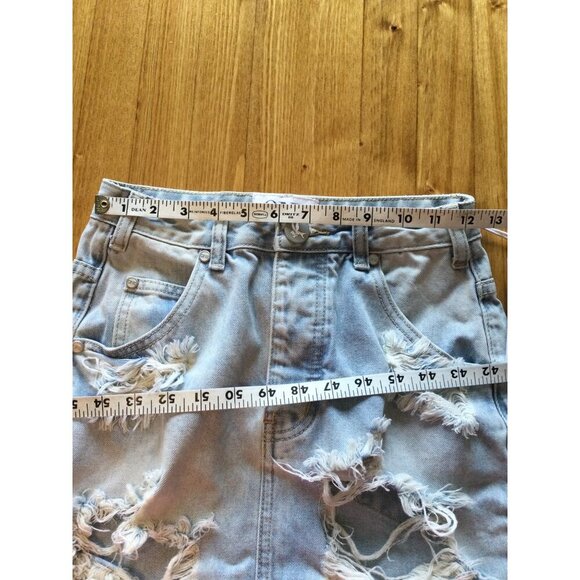 One Teaspoon Wilde Denim Distressed Frayed High-Waisted Skirt Size 25 NWT - Picture 8 of 9
